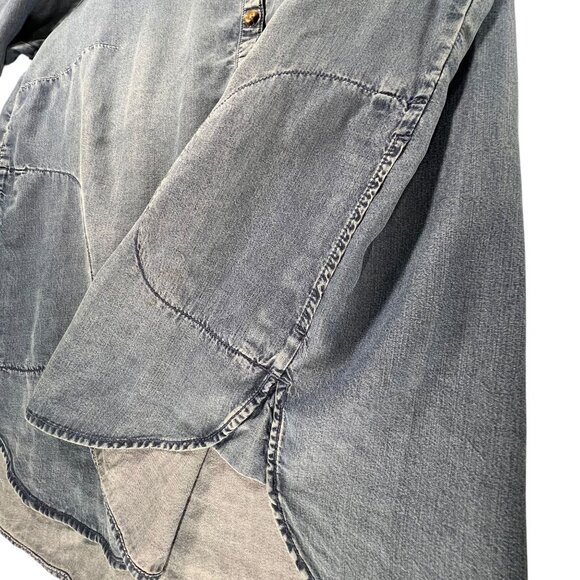 J Jill Womens Denim Tunic Top PM Chambray Long Sleeve Casual Shirt Pockets - Picture 7 of 15